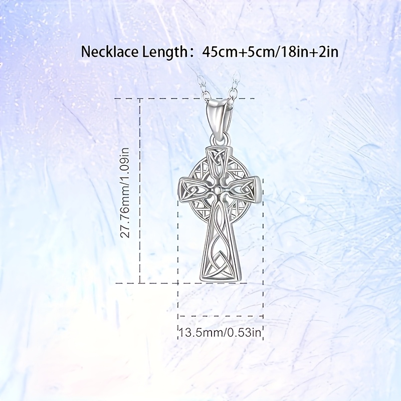 S925 Silver Celtic Knot Cross Design Pendant Necklace